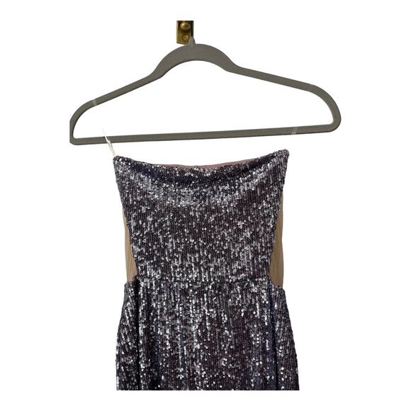 Nookie Lumiere Sequin Strapless Midi Dress Formal Gala Hoco Party Black Tie M - Picture 5 of 15